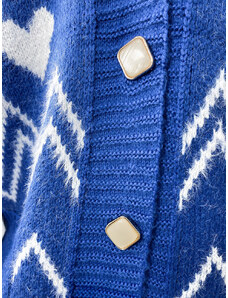 L. C. 2 Royalfashion Gemusterter kobaltfarbener Pullover für Damen - blue || kobaltisch