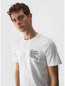 4F Herren T-Shirt mit Print, aus Bio-Baumwolle - weiß - L