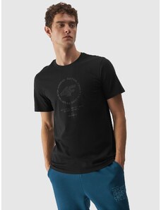 4F Herren T-Shirt mit Print, aus Bio-Baumwolle - schwarz - L