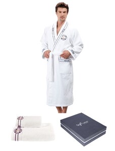 Herrenbademantel MARINE MAN in einer Geschenkverpackung + Handtuch + Badetuch
