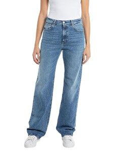 Replay Damen Jeans Laelj Wide-Leg-Fit Rose Label aus Comfort Denim, Blau (Medium Blue 009), 33W / 34L
