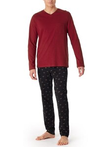 Schiesser Herren Schlafanzug lang-Nightwear Set Pyjamaset, Bordeaux_180444, 52/ L
