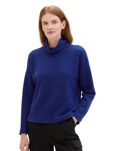 TOM TAILOR Damen Cosy Sweatshirt mit Rollkragen , crest blue melange, XXL