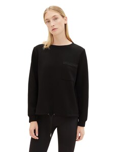 TOM TAILOR Damen Basic Sweatshirt mit Kordelzug, deep black, XXXL
