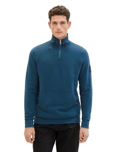 TOM TAILOR Herren Troyer Sweatshirt mit Kängurutasche, deep pond green, XL