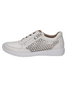 CAPRICE Damen Sneaker flach aus Leder mit Reißverschluss, Weiß (White Nappa), 42 EU