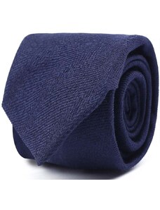 Suitable Tie Wool/Silk Herringbone Navy -