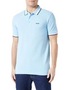 BOSS Herren Paddy Poloshirt aus Baumwoll-Piqué mit Kontrast-Logo Blau XXXL