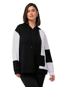 Ulla Popken Damen Colorblocking Sweatshirt, schwarz, 58-60