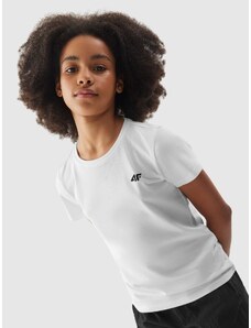 4F Unifarbenes T-Shirt für Mädchen - weiß - 122