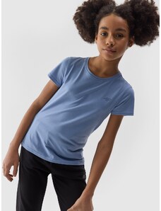 4F Unifarbenes T-Shirt für Mädchen - dunkelblau - 122