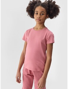 4F Unifarbenes T-Shirt für Mädchen - pink - 122