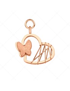 BALCANO - Papillon / Edelstahl Schmetterlings Charme in Herzform, 18K rosévergoldet