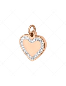 BALCANO - Edelstahl Herz Charme mit Kristallen, 18K rosévergoldet