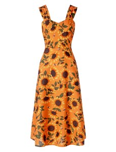 Vixen Sunflower Print Midi Kleid in Orange