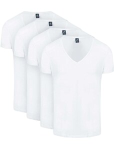 Suitable Vibamboru T-Shirts Tiefe V-Ausschnitt Weiß 4-Pack