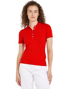 Tommy Hilfiger Damen Poloshirt Kurzarm 1985 Slim Pique Polo Ss Slim Fit, Rot (Fierce Red), S