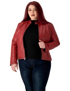 URBAN 5884 Damen Lederjacke RILEY, Echtes Lammfell Jacke für Plus Size Langlebig und weich im Griff, Rot, 44