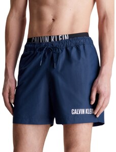 Calvin Klein Herren Badehose Medium Double Mittellang, Blau (Signature Navy), XL