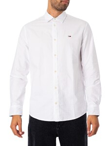 Tommy Hilfiger Tommy Jeans Herren Hemd Classic Oxford Shirt Langarm, Weiß (White), S