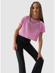 4F Cropped T-Shirt aus Bio-Baumwolle für Mädchen - pink - 122
