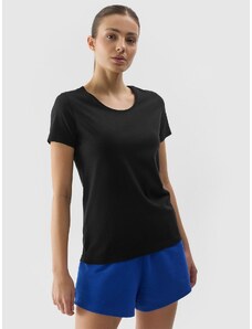 4F Unifarbenes T-Shirt, Regular Fit, für Damen - schwarz - L