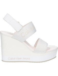 Calvin Klein Jeans Damen Plateau-Sandalen Wedge Sandal Keilabsatz, Weiß (Off White), 40