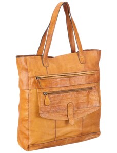 PIECES Tara Shop Leather Bag 17043175, Damen Shopper, Braun (Cognac), 36x38x11 cm (B x H x T)