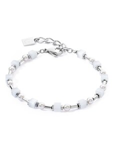 Coeur de Lion Damen-Armband Mini Cubes & Pearls Mix Silber-Weiß 4356/30-1417