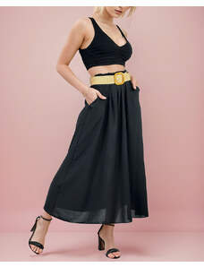 Italy Moda Royalfashion Damen Midirock mit Gürtel - schwarz