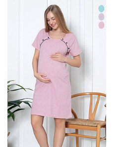 marka niezdefiniowana Royalfashion Schwangerschafts- und Stillnachthemd mit Pünktchen - pink