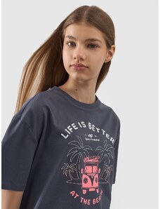 4F Oversized T-Shirt mit Print für Mädchen - grau - 122