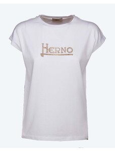 HERNO T-shirt with rhinestone logo