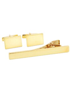 Northern Jewelry 925er Gold Klassisches Krawattenklammer & Manschettenknöpfe Set