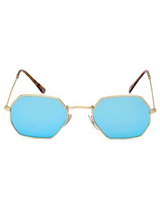Paul Riley Groovy Goldfarbene & Blaue Sonnenbrille