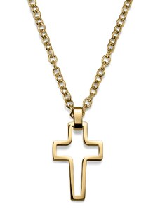 Lucleon Einzigartige goldfarbene Halskette mit Kreuz aus Stahl