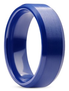 Lucleon Ferrum | 8 mm blauer, polierter und gebürsteter Keramikring mit abgeschrägten Kanten