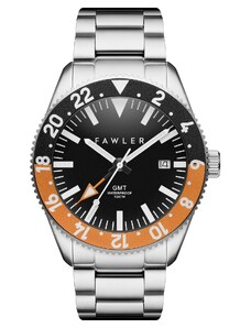 Fawler Métier | Orangene GMT-Uhr aus Edelstahl