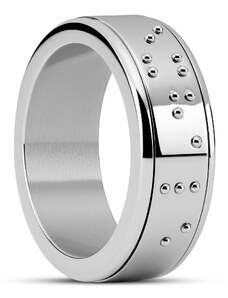 Seizmont Enthumema | 8 mm Silberfarbener Edelstahl-Braille 'Ausatmen' Fidget Ring