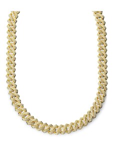 Otsu Nicos | 12 mm goldfarbene Diamant-Halskette - Zackengliederkette mit Zirkonia