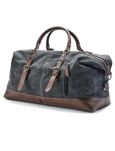 Delton Bags Vintage Segeltuch und braunes Leder Duffle Bag