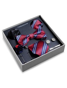 Trendhim Anzug Accessoire Geschenkbox | Gestreiftes Rot & Schwarz Set