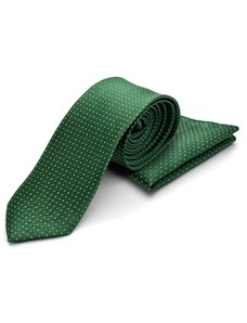 Trendhim Grün gepunktete Krawatte und Einstecktuch