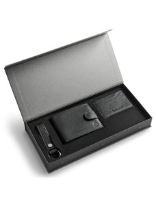 Trendhim Schwarze RFID blockierende Büffelleder Geldbörse Geschenkbox