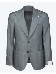 LUIGI BIANCHI SARTORIA Windowpane jacket in wool, silk and linen