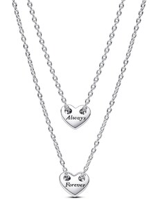 Pandora 2 Damen-Halsketten Für Immer & Ewig Teilbares Herz 393207C00-45