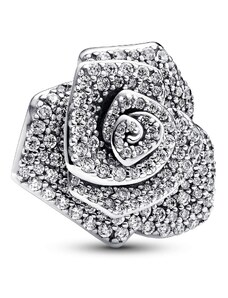 Pandora Übergroßer Silber Charm Funkelnde Blühende Rose 793245C01