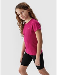 4F Unifarbenes T-Shirt für Mädchen - pink - 122