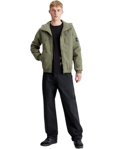 Calvin Klein Jeans Herren Jacke Hooded Padded Harrington Übergangsjacke, Grün (Dusty Olive), XL