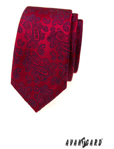 Avantgard Rote Krawatte mit blauem Kaschmirmuster